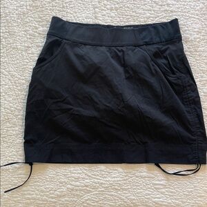 Black Active Drawstring Mini Skirt with Pockets